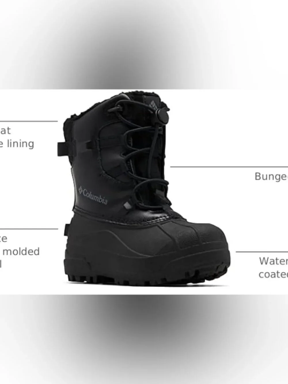 NWOT Columbia  Bugaboot Celsius Boots - Kids' Black/Graphite 11